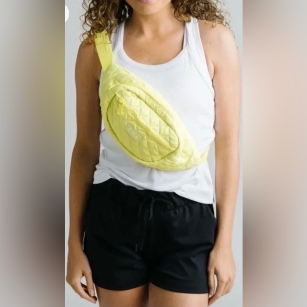 NWT ZYIA ACTIVE Lemon Streetersville Crossbody Bag Quilted Belt Bag Yellow